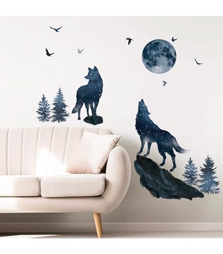 GRAZDesign Wandtattoo Wolf Schwarz Wandaufkleber für Wohnzimmer