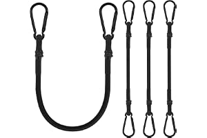 Adiwo Svart elastiskt band med karbinhake, 4 stycken 60 cm elastiska rep med karbinhakar, expander med krokar, för bilar cykl