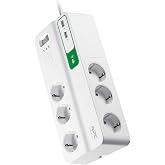 Schneider PM6U-GR 1836 Joule Anahtarlı 2 USB'li 6'lı 2 m Akım Korumalı Priz