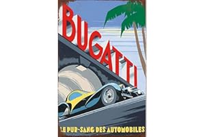 Froy Bugatti Mur en Métal Signe Rétro Fer Affiche Peinture Plaque Tôle Vintage Décoration Artisanat pour Café Bar Garage Maison