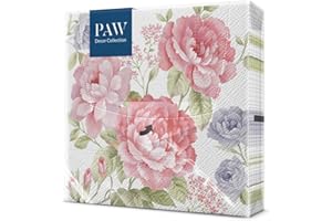 PAW DECOR COLLECTION PAW - Napkins 3-Ply (33 x 33 cm) I 20 Pieces I Perfect for Birthdays, Parties, Weddings, Communion and Celebrations I Paper Napkins Colorful - Nature, Pattern I Color: Julietta