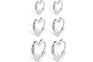 ALEXCRAFT 4/6 Pares Pendientes de Aro de Plata 925 Chapado en Oro de 14k Para Mujer con Múltiples Agujeros