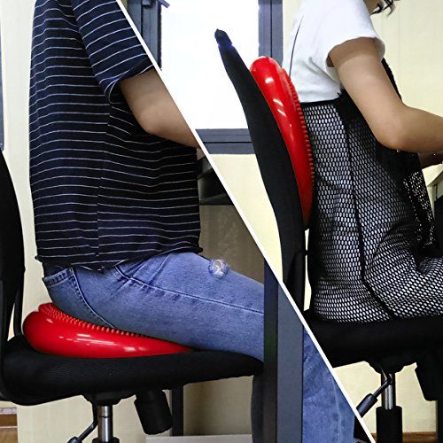 34cm 35cm Ballsitzkissen inkl. Pumpe von 9 Farbe (Schwarz, Blau, Grün, Orange, Rot, Turkis, Rosa, Pink und Lila), TRIDEER Anti-Burst Sitzballkissen / Balance Board / Balance Kissen / Wackelbrett für Fitness, Yoga und Physical Therapy, für Damen Herren - 4