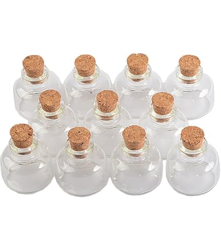 Mini Bouteille En Verre En Forme De Cœur Avec Bouchon Liège - 75 Ml - Dimensions 8,3x7,5 Cm - Pour Messages, Sable, Souvenirs, Décoration - 6