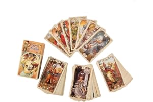 AIZYR 78 Blätter Tarot Mucha Tarotkarten Und Reiseführer Set, Divination Game Requisiten Deck Energie Oracle Karten Requisiten Für Party Brettspiel