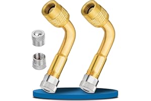 Vehepeay 2 Piezas Latón H62 Extensión de Válvula de Neumático, 90 Grados Válvula Extensión Adaptador Fácil de inflar, Extensión de Válvula de Neumático Altamente Resistente a Las Fugas