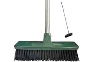 EDS 12'' Yard Broom Outdoor Heavy Duty Garden Brush with 120cm Long Stainless Steel Handle Hard Bristle Yard Brush for Cleaning Gardens Yards Decking Pathways Driveways (PACK OF 1)