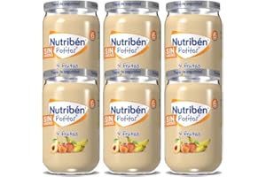 Nutribén Potitos | Tarrito 4 Frutas | Melocotón, Pera, Plátano y Manzana | Para Bebés a partir de 6 Meses | Sin Azúcares Añadidos | Sin Gluten, Sin Huevo y Sin Leche | 235g