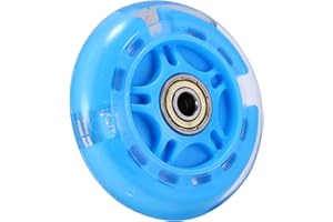 Deepboom Roues de Trottinette, Roues Éclairées de Scooter, 80mm Scooter Replacement Wheels, Roues de Remplacement Scooter, Conception Silencieuse, pour Scooters Enfants et Adultes (Bleu)