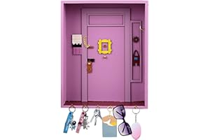 DECHOGA Ganchos para llaves de madera,para amigos unidos a la puerta,marco friends puerta,decoración de interiores vintage para pared,colgador de letras para entrada de baño,sala de estar y oficina,Violeta