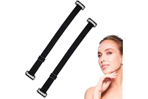 GNAUMORE Bandes Lifting Réglables Clips,Lifting Yeux Bandeau,Visage Lift Straps,Lifting Visage Invisible Bandeau,Lifting Visage Bandeaux Élastiques,Bandeau Élastique à Double Levage,Invisible,Noir,2Pcs
