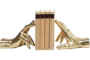 Kare Design Buchstütze Holding Fingers (2/Set), zweiteilige Buchstütze, zwei Hände, Gold, Artikelhöhe 21cm