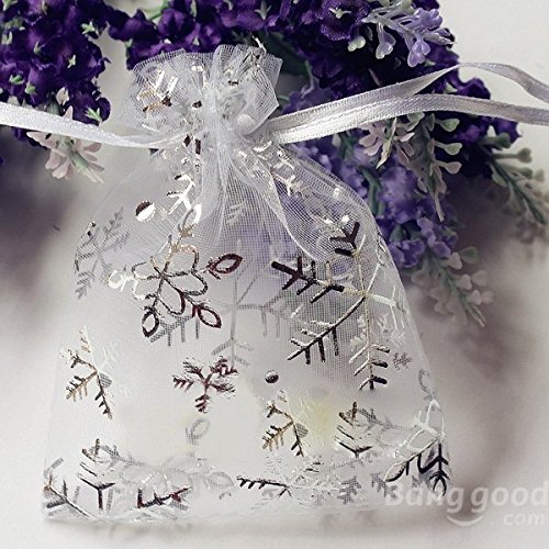 Saver 50 PCS Christmas Snowflake Organza Pouch Wedding Favour Gift Drawstring Candy Bag