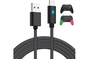 FASTSNAIL Cavo di ricarica 3M / 10ft compatibile con controller PS5 per controller Xbox Series Controller, cavo USB C compatibile con Nintendo Switch per PC, cavo di ricarica rapida 2.0 tipo C con LED