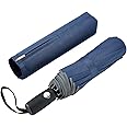 FDJASGY Windproof Travel Umbrella with Teflon Coating Auto Open Close Lightweight Sun&Rain Umbrella with 10 Rib Construction and Reflective Stripe Zipper Pouch