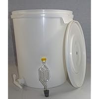 Großer Gärbehälter (33 Liter Volumen) mit Ablasshahn und Gärröhrchen, von Nahrungsmittel-selbermachen