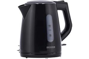 ‎SEVERIN SEVERIN Wasserkocher, kabellos, abwaschbarer Kalkfilter, 2.200 W, ca. 1,0 L, Kunststoff, schwarz, WK 3410
