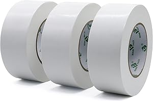 BOMEI PACK Universal - Ruban Adhésif Toilé Blanc, Heavy Duty Duct Tape 3 rouleaux 50 mm x 50 m pour les travaux de réparation, fixation, de scellage, d'étiquetage et de rénovation
