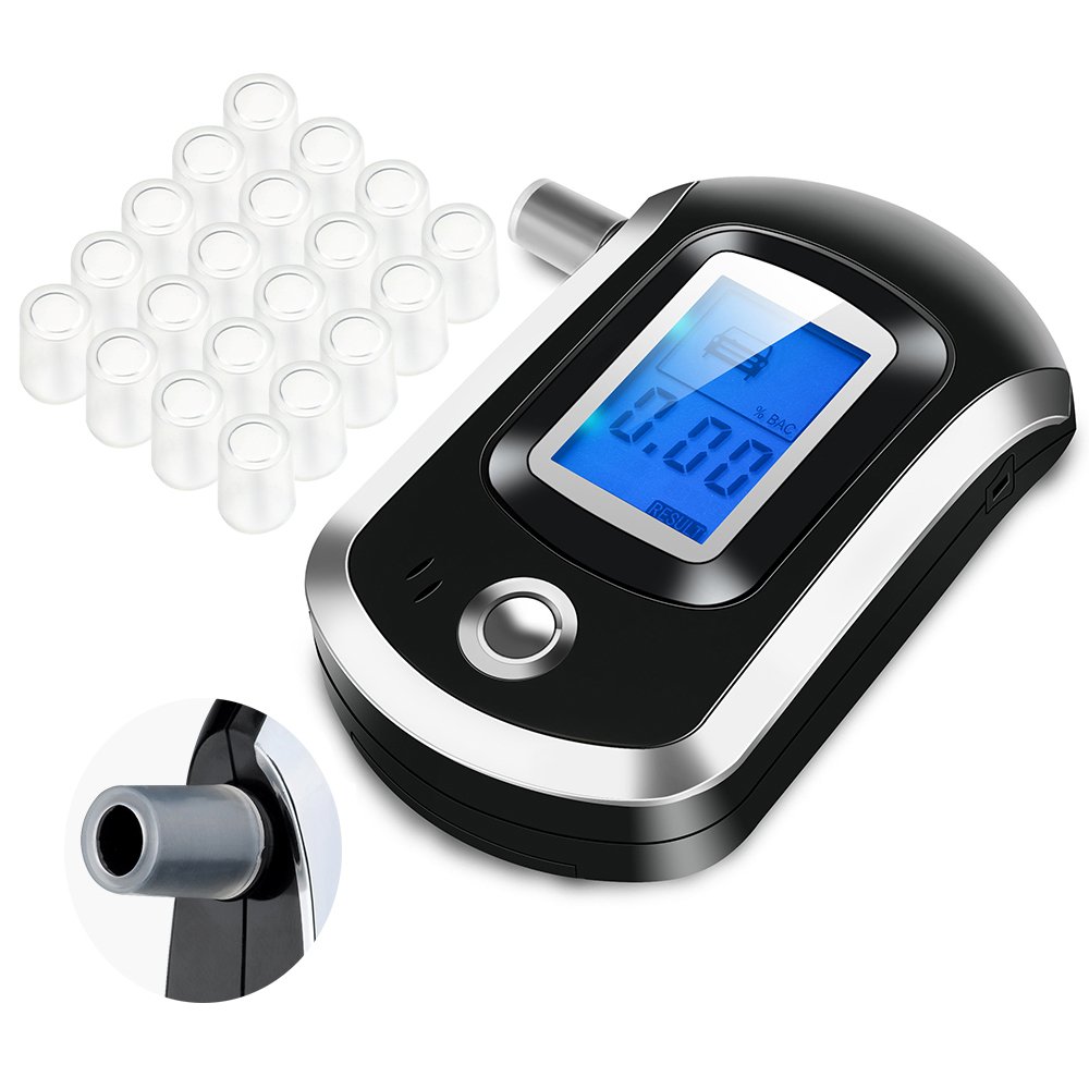 Alcohol-Tester-20-Pcs-MouthpiecesVicTsing-Breathalyzer-Digital-Breath-Analyzer-with-Semi-conductor-Sensor-Large-Digital-LCD-Display-Blue-Background-Light-Great-for-Night-Reading