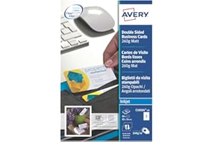 AVERY ZWECKFORM Avery Double sided Business Cards 85 x 54 mm, Pack of 10, White blank , customisable business cards (C32024-10)