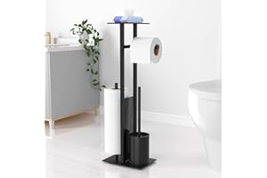 SUSSWIFF Edelstahl Klopapierhalter Stehend Mit Klobürste - Toilettenpapierhalter Mit Feuchttücherbox, WC Bürste, WC Garnitur Und Toilettenbürste