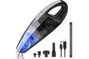 MK.Dull Aspirapolvere Portatile, Mini Aspirapolvere Portatile 120W 3200PA Leggero Ricaricabile 2200mAh, Senza Fili con Potente Aspirazione Ciclonica, per Casa/Auto/Ufficio (Nero)