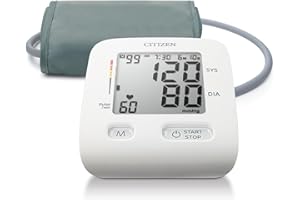 Misuratori di pressione sanguigna da braccio Citizen con bracciale grande - Misuratore di pressione sanguigna con ampio display digitale, indicatori di battito cardiaco irregolare, ipertensione e movi