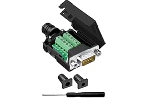 YIOVVOM Connecteur de dérivation DB9 vers borne de câblage RS232 D-SUB adaptateurs série mâles Carte de dérivation de Port Module sans Soudure avec boîtier (Adaptateur série mâle + écrou)