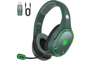 PHOINIKAS Wireless Bluetooth Headset, 60H Playtime Wireless Gaming Headset, Bluetooth for Mobile Phones/Laptops, 2.4GHz Dongle for PC/PS4/PS5/TV/Switch, Noise Canceling Microphone, LED Light