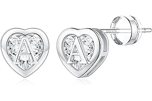 TINGN Ohrringe Gold Damen - 14 Karat Vergoldet Buchstaben Ohrringe Damen Herz Ohrstecker Mädchen Hypoallergen Ohrstecker Stecker mit Zirkonia Geschenke für Mädchen Frauen Tochter