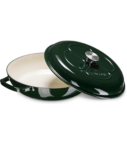 Sauteuse Ronde En Fonte QDESIGN 25cm 2,7L - Tous Feux Dont Induction, Compatible Four, Bleu