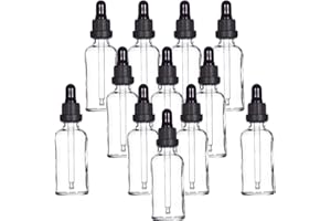 YIZHAO Trasparente Bottiglie Contagocce Vetro 50ml, con Pipette Contagocce Vetro,per Oli Essenziali, Aromaterapia, Laboratorio, Fragranze, Cosmetici, Viaggio - 12 Pcs