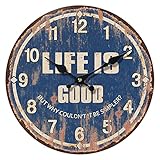 Preis am Stiel 2x Wanduhr Vintage - ''Life is good'' | Nostalgie | Modern | Groß | Design | Uhren | für Wohnzimmer | Dekoration | Schmücken | Küchenuhr
