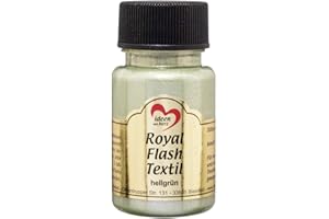 IDEEN MIT HERZ Royal Flash Textil - Colore metallizzato glitterato, 50 ml, altamente coprente, cremoso, per tessuti chiari e scuri, a base d'acqua, per dipingere e valorizzare magliette, borse, tessuti verde chiaro