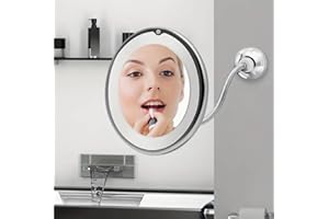 RESAES RESISTANT AND AESTHETIC Espejo Maquillaje con Luz LED y Aumento 10X, Espejo Cosmético con iluminación para Maquillaje, Afeitado y Cuidado Facial, Espejo de Pared Ajustable | Espejo de Baño con Agarre y Rotación 360°, Pilas