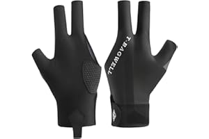JOYECHO 1 Pièce Gant de Billard Main Gauche, Gants de Trois Doigts, Taille Unique avec Gant en Polyester Respirant pour Joueurs de Snooker, Accessoires de Billard Professionnels - Noir