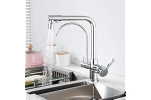 YADLCR Rubinetti da Cucina a 4 Vie con Rubinetto filtrante per Acqua Potabile, Rubinetto dell'Acqua con Filtro Miscelatore da Cucina 4 in 1 in Ottone Massiccio, Girevole a 360 Gradi (Color : Chrome)