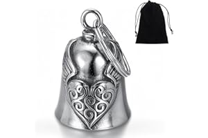 ZKGYUS Campanella guardian bell Portafortuna Moto Cuore Alato Protezione Motociclista Biker Triker, Amuleto Fornito in Custodia Regalo in Velluto,Stile aquila volante