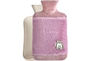 DAJASD Termofor z pokrowcem, 2 l Flaum, puszysta butelka na łóżko, utrzymanie ciepła, dobra wydajność, do terapii gorącą i zimną, ogrzewacz dłoni, dolegliwości menstruacyjne (fioletowy)