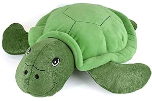 Habigail Hot Water Bottle with Novelty Plush Super Soft Cover Premium Natural Rubber 1 Litre Hot Water Bag - Helps Provide Warmth and Comfort - Bottle & Cover (Green Turtle)
