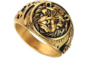 HIJONES Herren 316l Edelstahl Gothic Biker Löwe Siegelring