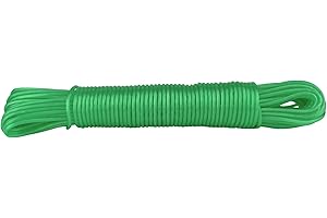 IDEA HOME Corde à Linge Cristal indéchirable de 20 m pour la Maison, Le Jardin et Le Camping – Corde à Linge Robuste en Polyester et revêtement Plastique, Vert Transparent