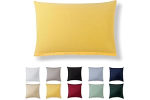 Alreya Taie Oreiller 50x70 Coton - Jaune - 100% Jersey Coton, Housse de Coussin 50x70 cm, Taies d'oreiller en Jersey avec Fermeture éclair 50 x 70 cm