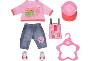 BABY born Snack Shop Outfit 835944 Zapf Creation kostium na zakupy z czapką, butami i plecakiem dla lalek 43 cm