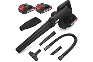 YKALL Cordless Leaf Blower 24V with 2 Batteries & Charger, 2-in-1 Electric Leaf Blower & Vacuum for Lawn Care, Patio, Garage Cleaning, Dust & Snow Removal, Pet Hair Blower