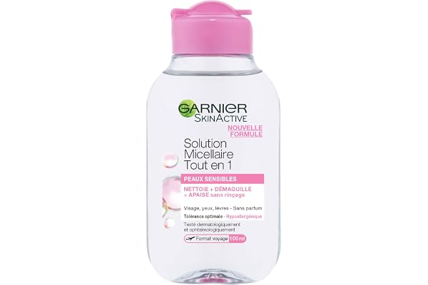 Garnier, SkinActive, Solution Micellaire Tout en Un, Tous Types de Peaux Même Sensibles, Format Voyage, 100 ml (Pack of 2)