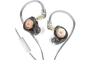 EZ EAR KZ EDX Pro Monitor intrauditivo, Unidad dinámica magnética Dual de 10 mm Auriculares de Alta fidelidad de Baja frecuencia con Cable de diseño Desmontable de 0,75 mm y 2 Pines (Negro, con micrófono)