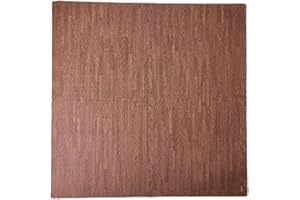AMARI BARGAINS Interlocking Floor Mats Soft Foam Exercise, Mats Non slip Rubber Cushion Puzzle EVA tiles Waterproof Gym Fitness Garage Home Office Workout Yoga Size 60 cm x 60 cm (Dark Wood Brown, 32Sq Ft-8)