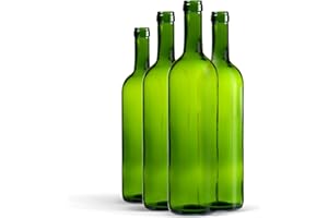 WYSKONT Bottiglia di Vetro 750ml Bordolese Confezione da 8 - Verde bottiglia di Vino - Bottiglia d'Acqua - Bottiglia di Olio - Bottiglie Vuote di Liquore - Bottiglie da Riempire - Accessori Vino