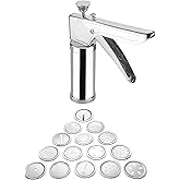 COZIESS Stainless Steel Kitchen Press 15 Different Disc Grater & Cookies | Indian Snakes | Murukku Maker | Farsan Sev Maker w